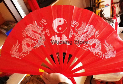 Red Tai Chi Dragon Fan - Wudang Store