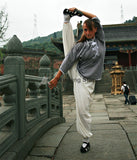 Grey & White Tai Chi Uniform Dragon Sewing - Wudang Store