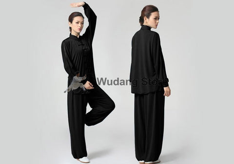 Black Tai Chi Uniform Glossy Outerlines - Wudang Store