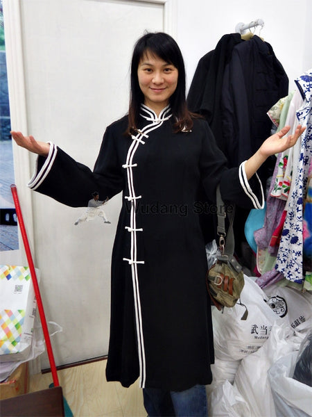 Black & White Long Tai Chi Shirt for Women - Wudang Store