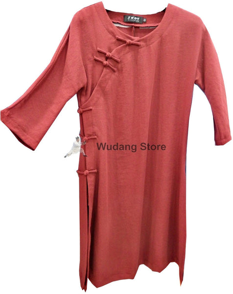 Maroon Round Collar Tai Chi Shirt for Women - Wudang Store