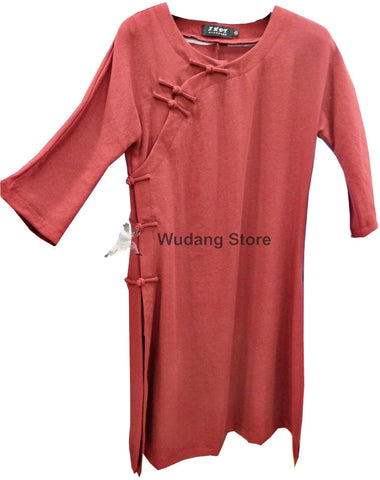 Maroon Round Collar Tai Chi Shirt for Women - Wudang Store