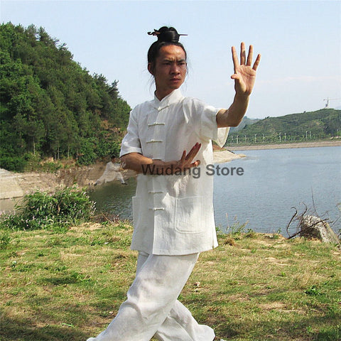 Tai Chi Clothing Flax Light Coffe Jinwu