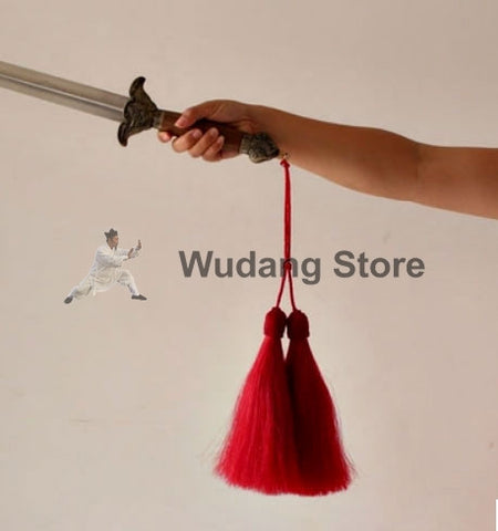 Hand-Woven Real Horse Hair Red Sword Tassel - Wudang Store