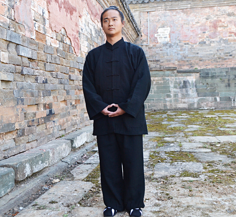 Handmade Black Tai Chi Suit Open Sleeves - Wudang Store