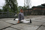 Grey & White Tai Chi Uniform Dragon Sewing - Wudang Store