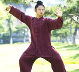 Handmade Maroon Wudang Tai Chi Uniform Open Sleeves - Wudang Store