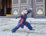 Handmade Navy Blue Wudang Taoist Tai Chi Suit Open Sleeves - Wudang Store