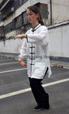 White Shirt Black Pants Tai Chi Uniform Black Outerlines - Wudang Store