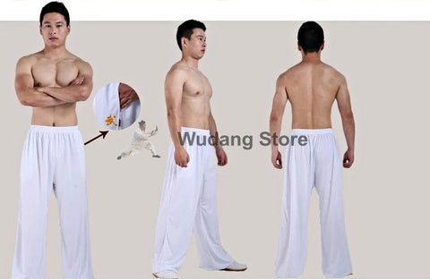 Traditional White Sport Function High Elastic Tai Chi Pants S-XXXL - Wudang Store