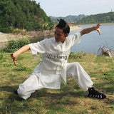 White Short Sleeved Tai Chi Uniform - Wudang Store