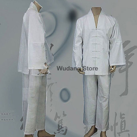 White Tai Chi Uniform V-Collar - Wudang Store