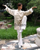 Beige Wing Chun Uniform with White Cuffs - Wudang Store
