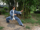 Blue Wing Chun Uniform with White Cuffs - Wudang Store