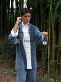Blue Wing Chun Uniform with White Cuffs - Wudang Store