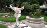 Beige Wing Chun Uniform with White Cuffs - Wudang Store