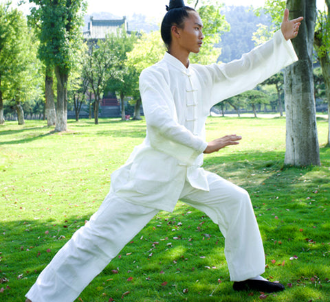 Handmade White Wudang Tai Chi Uniform Open Sleeves - Wudang Store