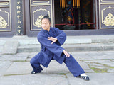 Handmade Navy Blue Wudang Taoist Tai Chi Suit Open Sleeves - Wudang Store