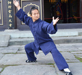 Handmade Navy Blue Wudang Taoist Tai Chi Suit Open Sleeves - Wudang Store