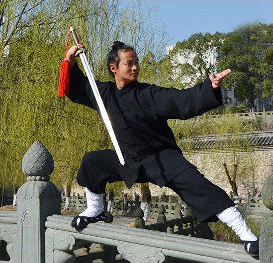 Handmade Black Tai Chi Suit Open Sleeves - Wudang Store