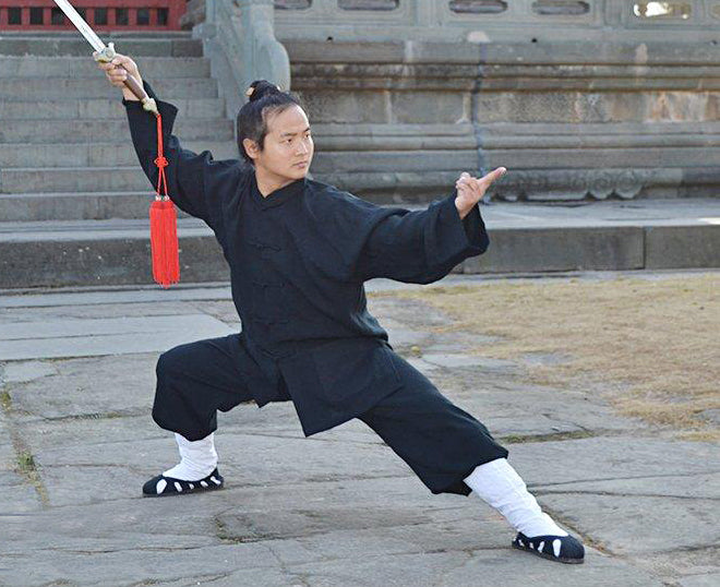 Handmade Black Tai Chi Suit Open Sleeves - Wudang Store