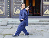 Handmade Navy Blue Wudang Taoist Tai Chi Suit Open Sleeves - Wudang Store